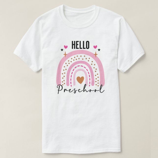 Camiseta Olá, pré-escola | De volta à pré-escola (Frente do Design)