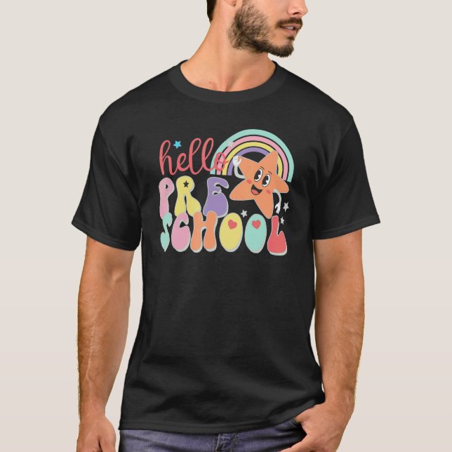 Camiseta Olá Pré-escola Retro Professores Pré-escolares De  (Frente)