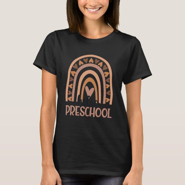 Camiseta Olá Pré-Escolar Arco-Íris Volta às Aulas Professor (Frente)