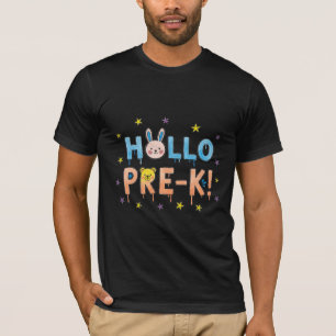Camiseta Olá Pré-Escolar Arte de Desenho a Lápis de Cor Kaw