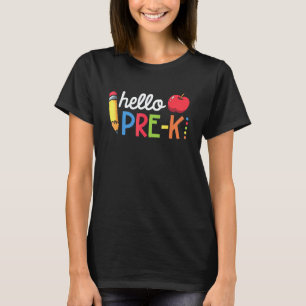 Camiseta Olá Pré-escolar Retro Pré K Professora Meninas Beb