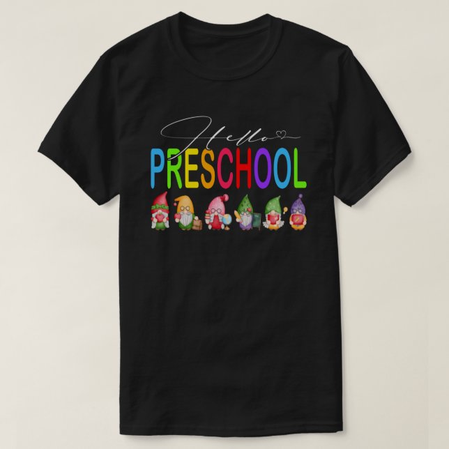 Camiseta Olá, Pré-Escolas De Volta Aos Gnomos Da Escola (Frente do Design)