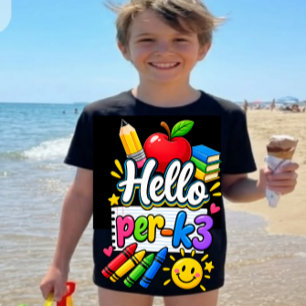 Camiseta Olá Pré-K3 Escola Infantil Fofa