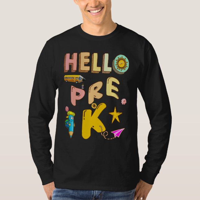 Camiseta Olá Pré K Aqui Vou Eu   Professor de História Prof (Frente)