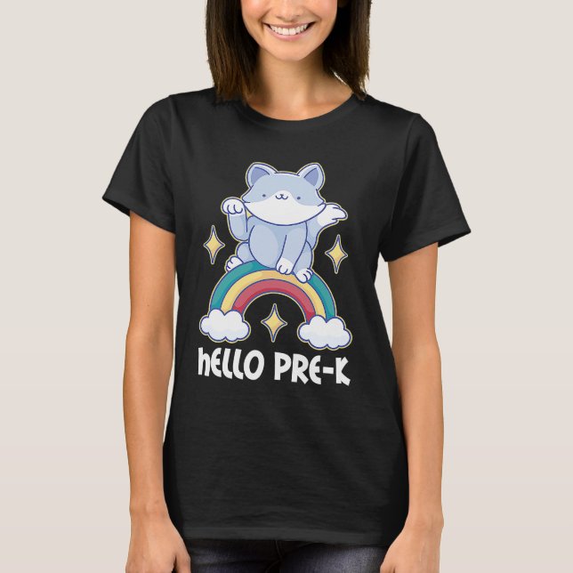 Camiseta Olá Pré K com Cat for School (Frente)