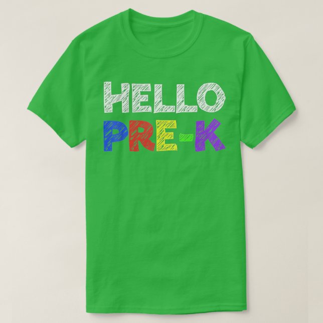 Camiseta Olá Pré-K De Volta À Escola (Frente do Design)