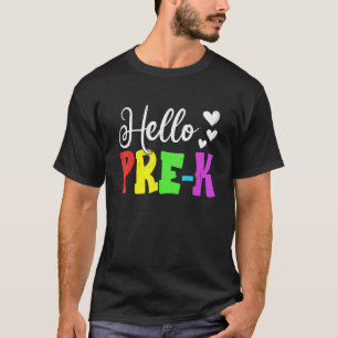 Camiseta Olá Pré K De Volta À Escola Crianças Do Primeiro D