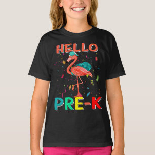 Camiseta Olá Pré-K Flamingo De Volta À Escola