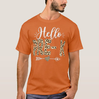 Camiseta Olá, Pré-K Leopard De Volta Ao Professor Estudante
