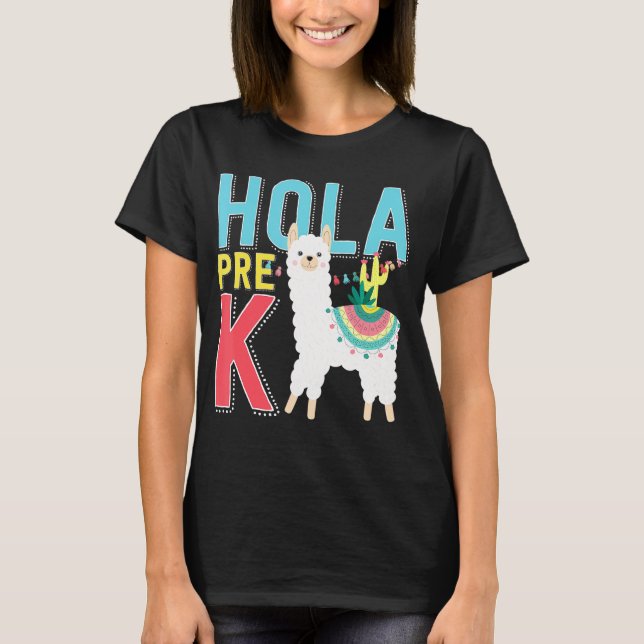 Camiseta Olá Pré K Llama para Professores de Pré-Escola par (Frente)