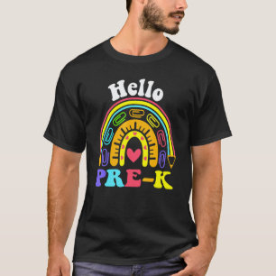 Camiseta Olá Pré K Meninas Meninos Arco-Íris Professor Volt