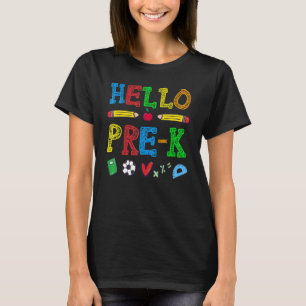 Camiseta Olá Pré K Pré K De Volta À Escola Para Crianças 1