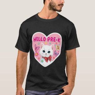 Camiseta Olá Pré-K Pré K PréK Menina Gatinho Gato Fofo Cost