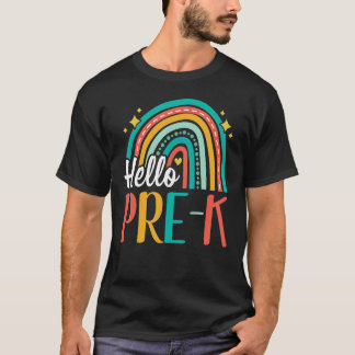 Camiseta Olá Pre K Rainbow para Professores Raparigas Estud