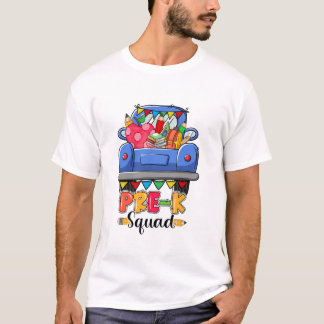 Camiseta Olá Pré K Squad Cute Caminhão De Volta Ao Ensino