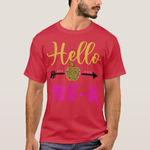 Camiseta Olá Pré K Voltar para Escola Meninas Professora Le