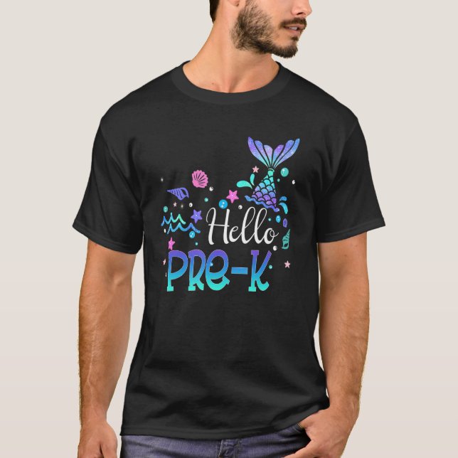 Camiseta Olá, Pré-Kinder Prek, Sereias, Mermaid Girls. (Frente)