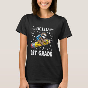 Camiseta Olá Preguiça de Volta às Aulas da 1ª Série Primeir