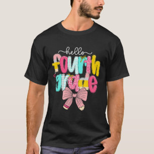 Camiseta Olá Préppy Professora do 4º Ano Coquette Bow Byck