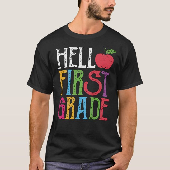 Camiseta Olá Presente para Aluno do Primeiro Ano no Primeir (Frente)