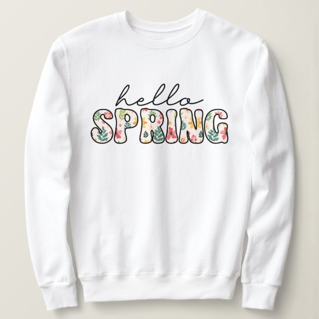 Camiseta Olá primavera Floral retrô  (Frente do Design)
