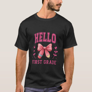 Camiseta Olá Primeira Série De Volta à Escola Lápis Coquete