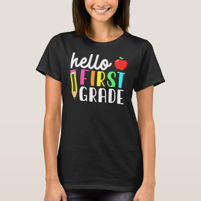 Camiseta Olá, Primeiro Grau Da Equipe Kinder De Volta Ao En (Frente)