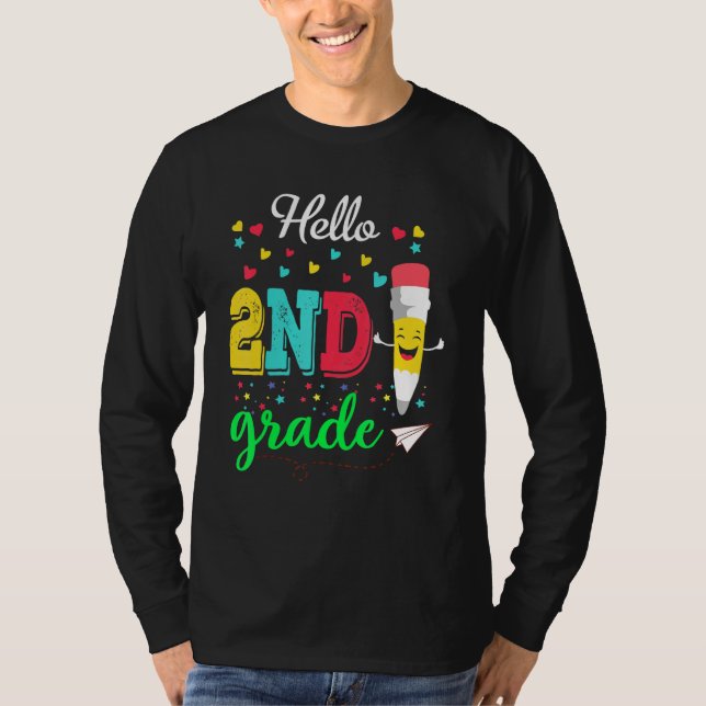 Camiseta Olá Primeiro Grau Feliz Primeiro Dia Da Escola Amá (Frente)