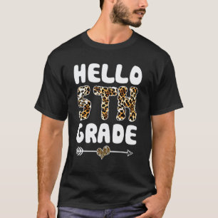 Camiseta Olá Professor(a) do 5º ano Estampa de Leopardo Pri