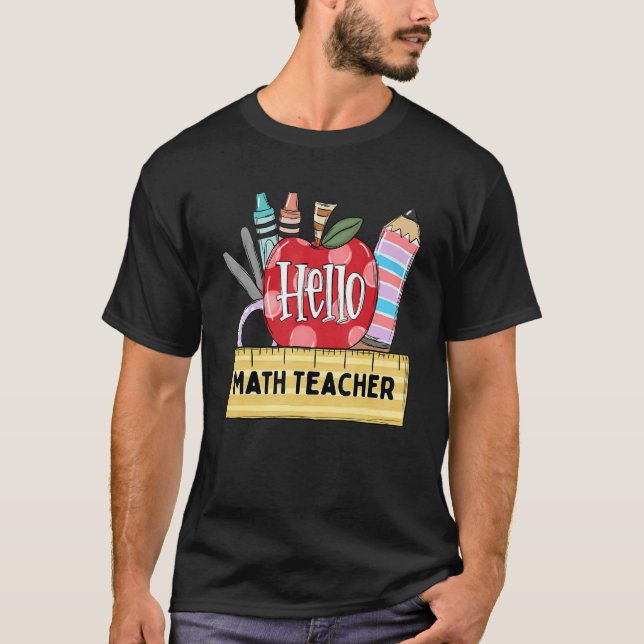 Camiseta Olá Professor de Matemática    Professor de Maçã (Frente)