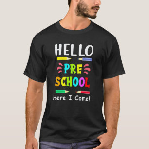 Camiseta Olá Professor de Pré-Escola Crianças Volta às Aula