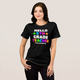 Camiseta Olá Professor do 5º ano Nome de volta à escola