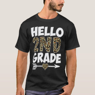 Camiseta Olá Professora da Segunda Série Estampa de Leopard