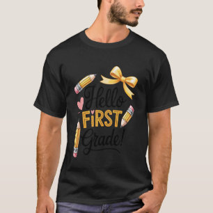 Camiseta Olá Professora do Primeiro Ano Coquete Lacetinho d