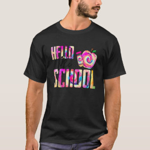Camiseta Olá Professora Pré-Escolar Aluno Tie Dye Primeiro