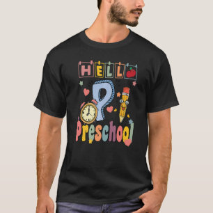 Camiseta Olá Professora Pré-Escolar Retro Meninas Pequenas