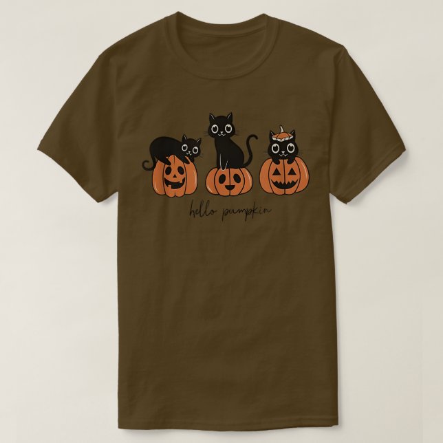 Camiseta Olá Pumpkin Cats Pumpkin Carved Jack O Lanterna C (Frente do Design)