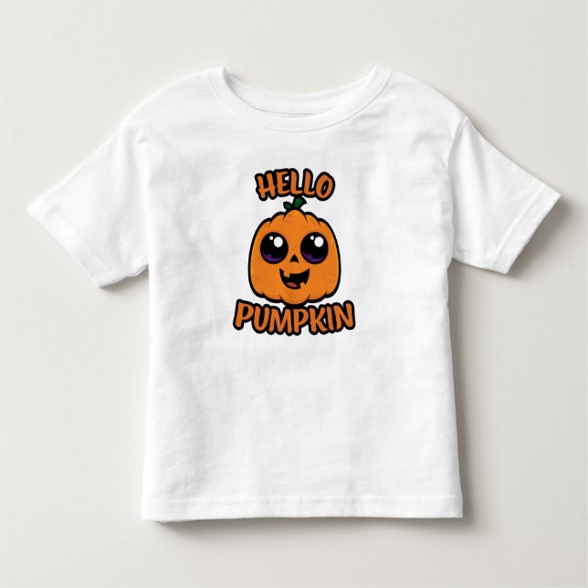 Camiseta Olá, Pumpkin, Festa de Halloween Jack-O-Lanterna (Frente)