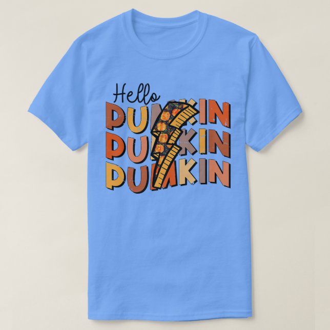 Camiseta Olá Pumpkin Lightning Bolt outono outono (Frente do Design)