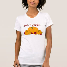 Camiseta Olá, Pumpkin! Pumpkins e Folhas