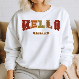 Camiseta Olá Pumpkin Trendy Autumn Varsity Sweatshirt