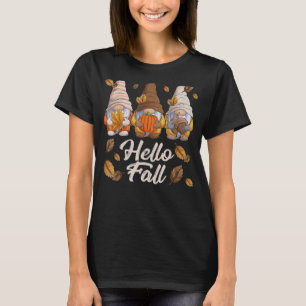 Camiseta Olá, Queda, Gnomos Engraçados do outono, Folhas do