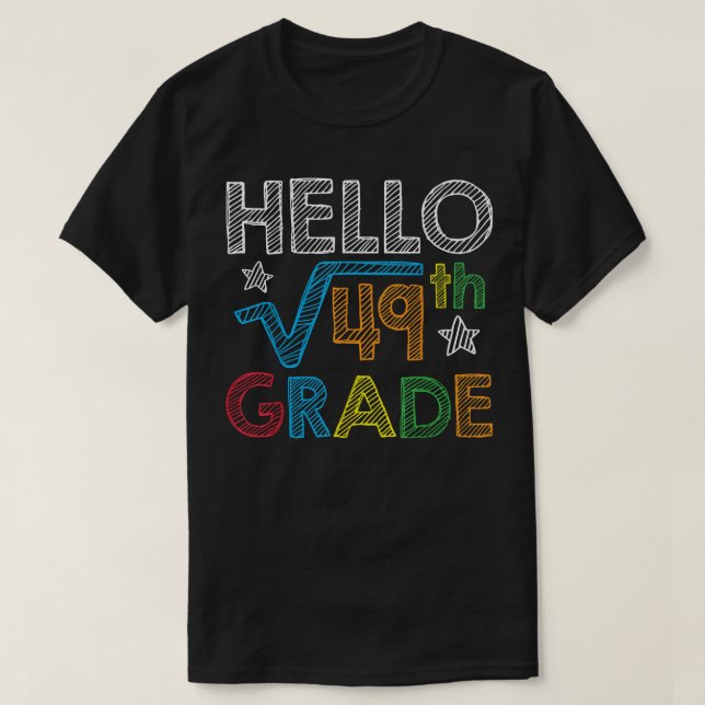 Camiseta Olá Raiz Quadrada 49 7 De Volta À Matemática Escol (Frente do Design)