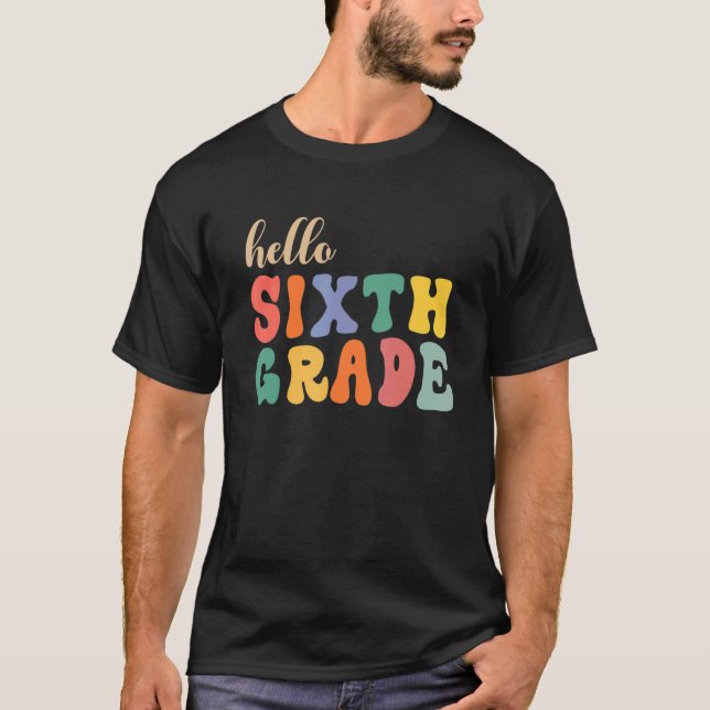 Camiseta Olá, Retrô Da Equipe Do Grau 6, Volta À Escola (Frente)