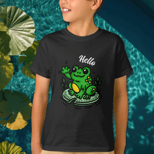 Camiseta Olá Sapo de Lily Pad Mão Desenhada