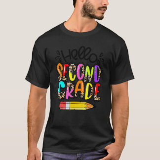Camiseta Olá Segunda Série Boho Leopardo Volta às Aulas Chá