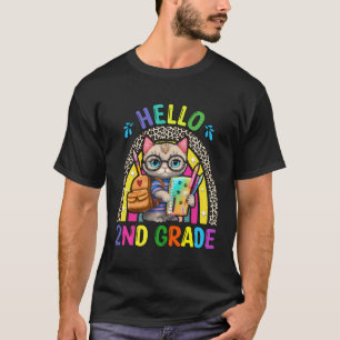 Camiseta Olá, Segundo Gratuito Gato Leopardo Cotovelo Cotov