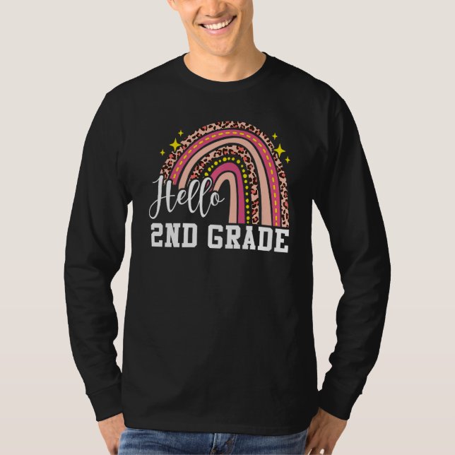 Camiseta Olá, segundo Grau Rainbow Leopardo De Volta Ao Men (Frente)