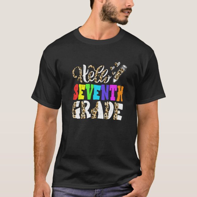 Camiseta Olá Sétima Série Leopardo De Volta à Escola Primei (Frente)