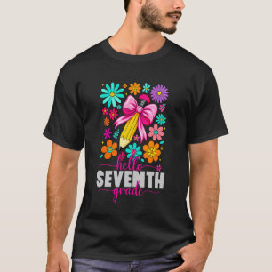 Camiseta Olá Sétimo Ano Coquete Floral Volta às Aulas